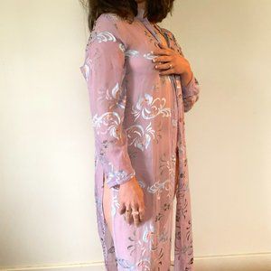 Gorgeous Sheer Silk and Bamboo Kimono in Lavender Size Medium